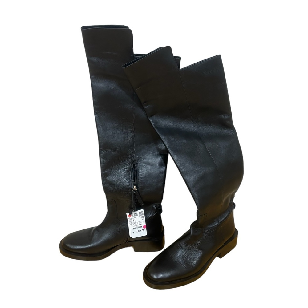 Zara Over the Knee Leather Boots 41 Women’s 10